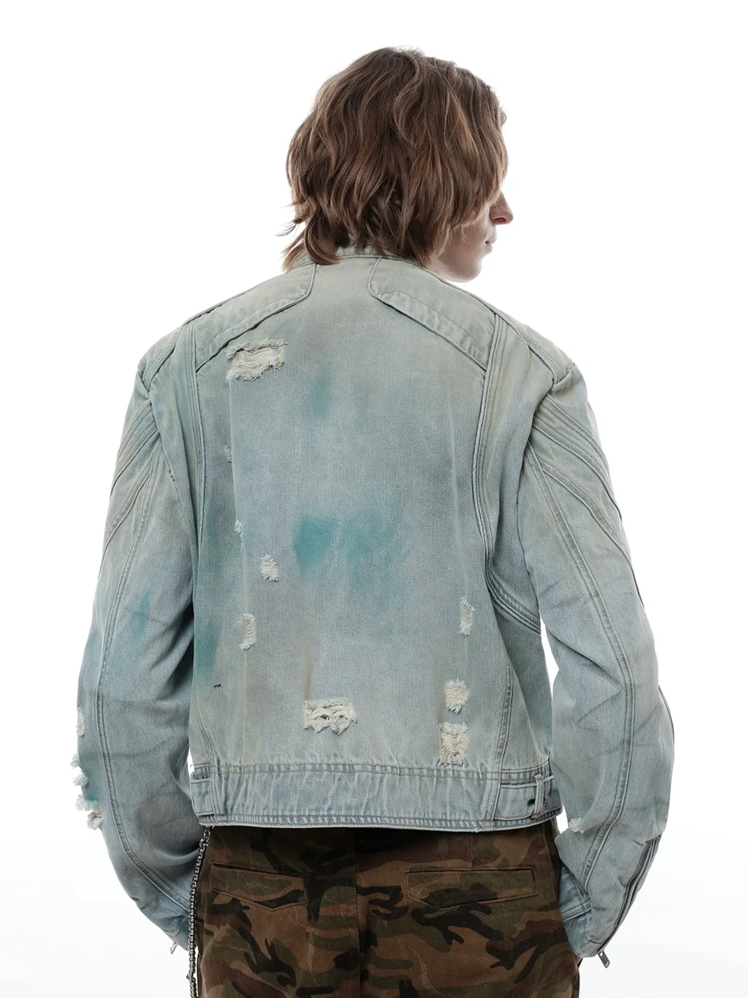 FACEONLAB | Washed Denim Motorcycle Jacket