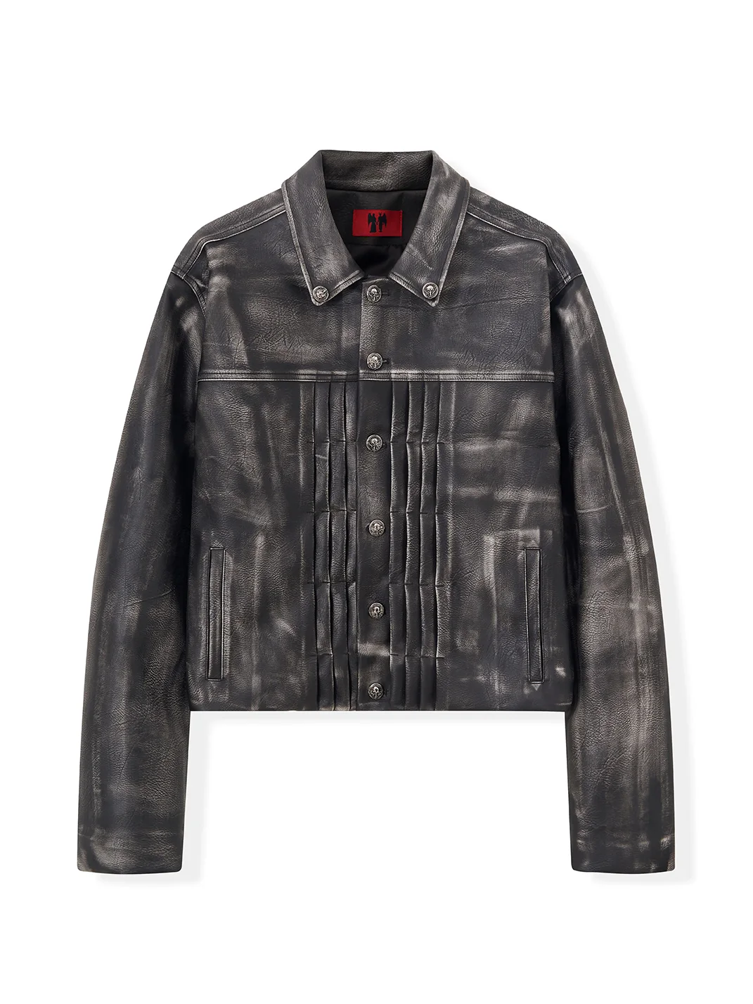 BE A DEVIL | Crackle Faux Leather Jacket With Skull Buttons