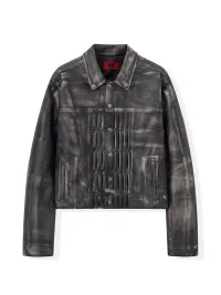 BE A DEVIL | Crackle Faux Leather Jacket With Skull Buttons