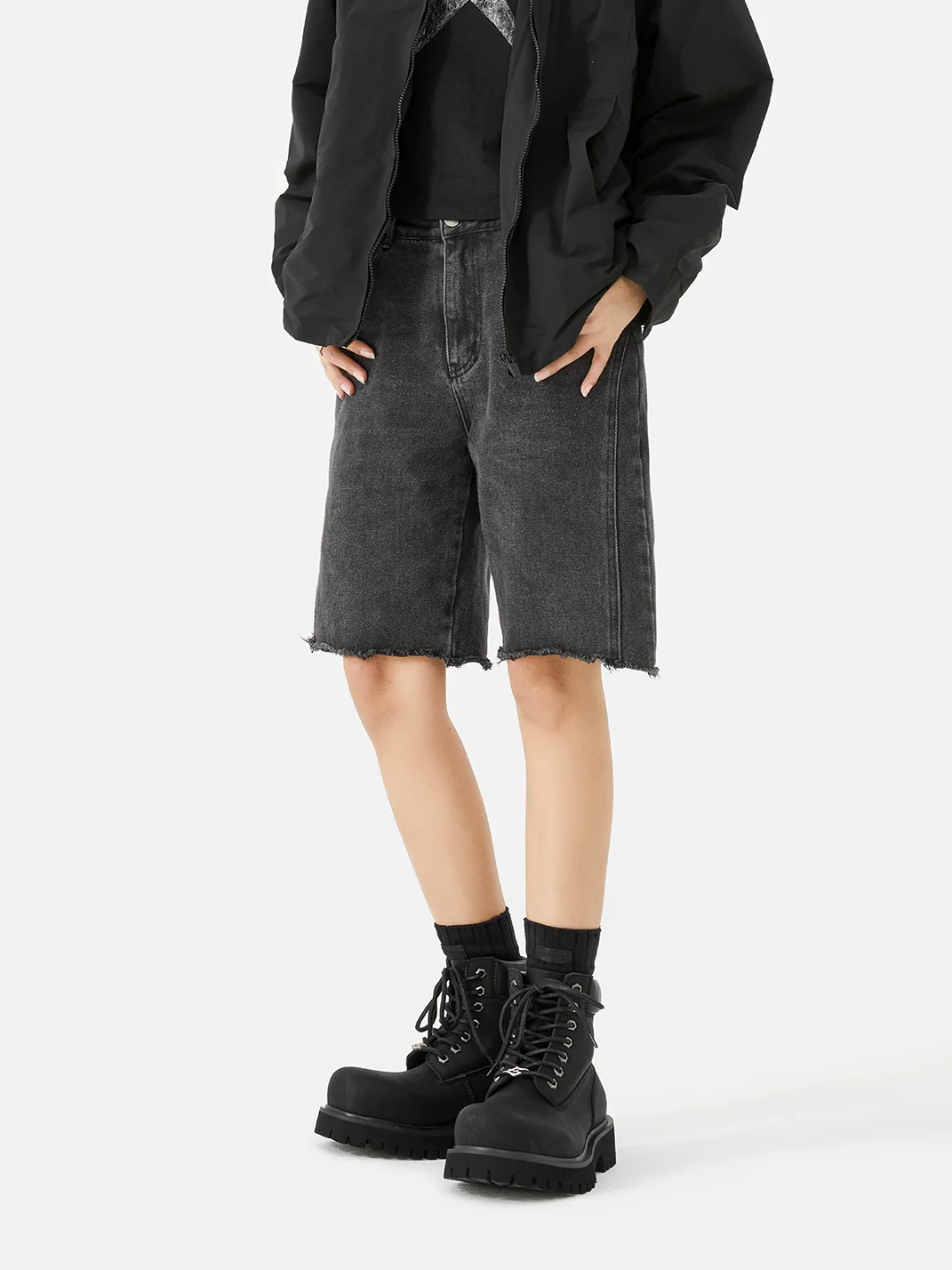 SENGUOGUO | Black High-Top Thick-Sole Boots