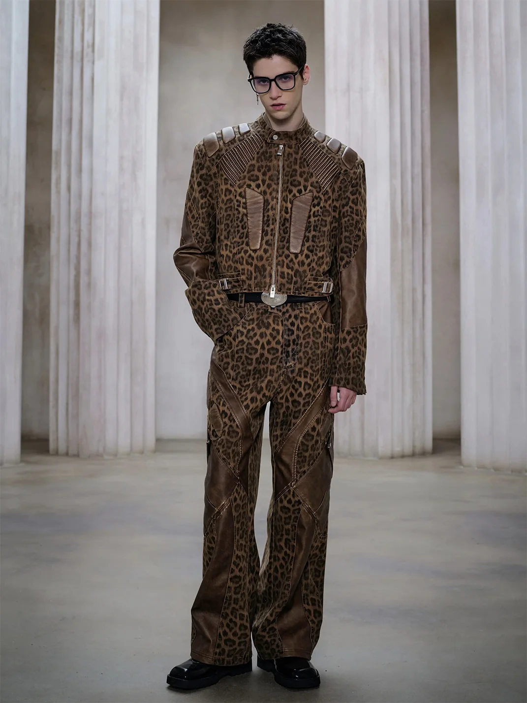 FACEONLAB | Leopard Print Motorcycle Jacket