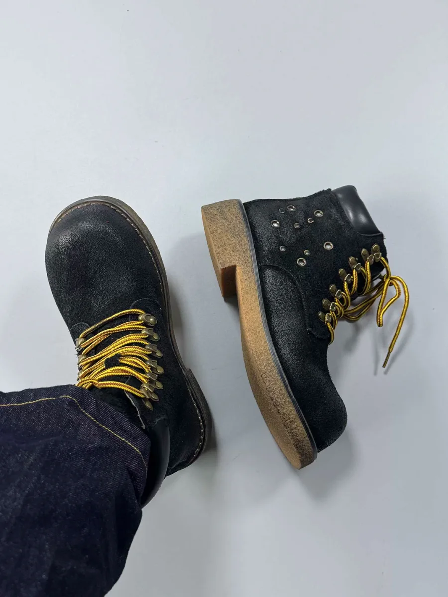 RCAD | Distressed Round-Toe Lace-Up Thick-Sole Boots - 3