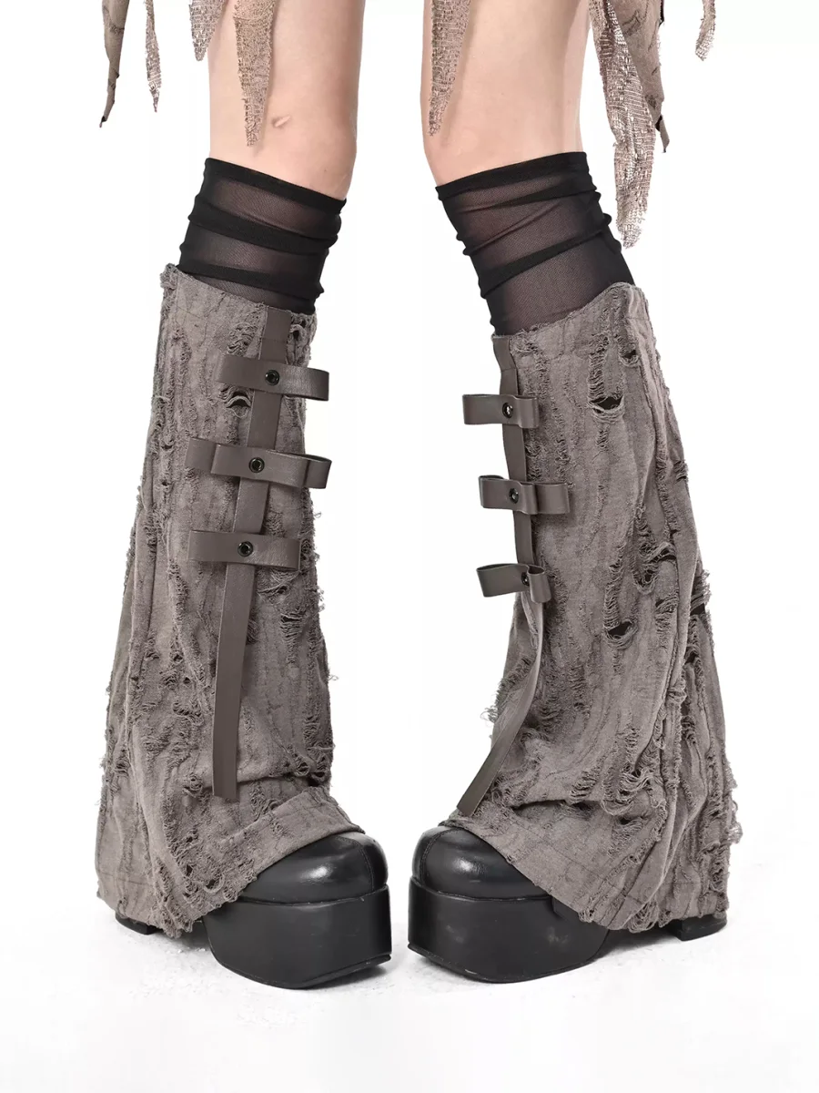 Broken bone | Distressed Layered Leg Warmers - 2