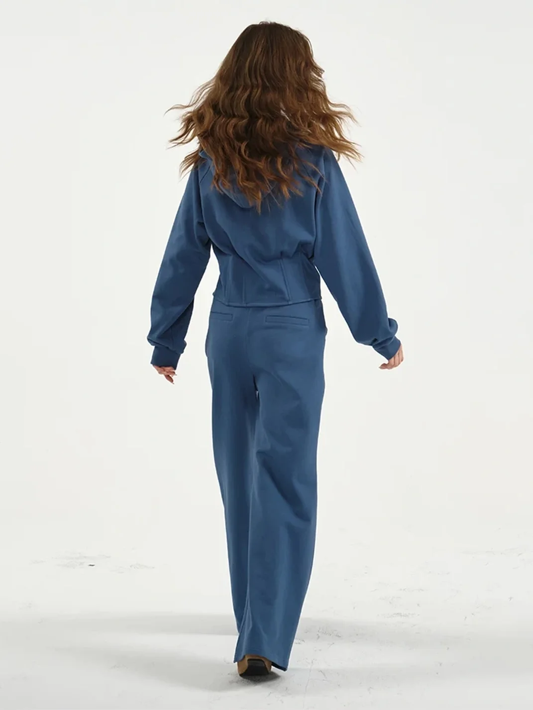 UNSOYAO OFFICE | Star Rhinestone Sweatshirt And Wide-Leg Flared Pants