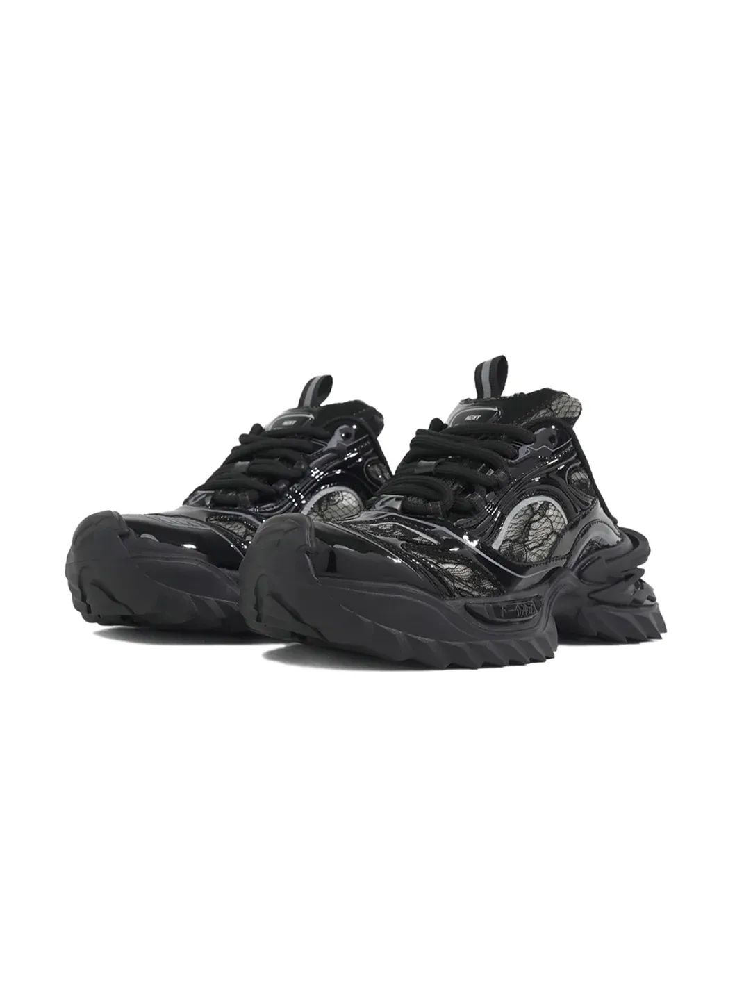 NEXT IMPULSIVE | Black Chunky Sneaker Mules with Mesh Panels and Sculpted Sole
