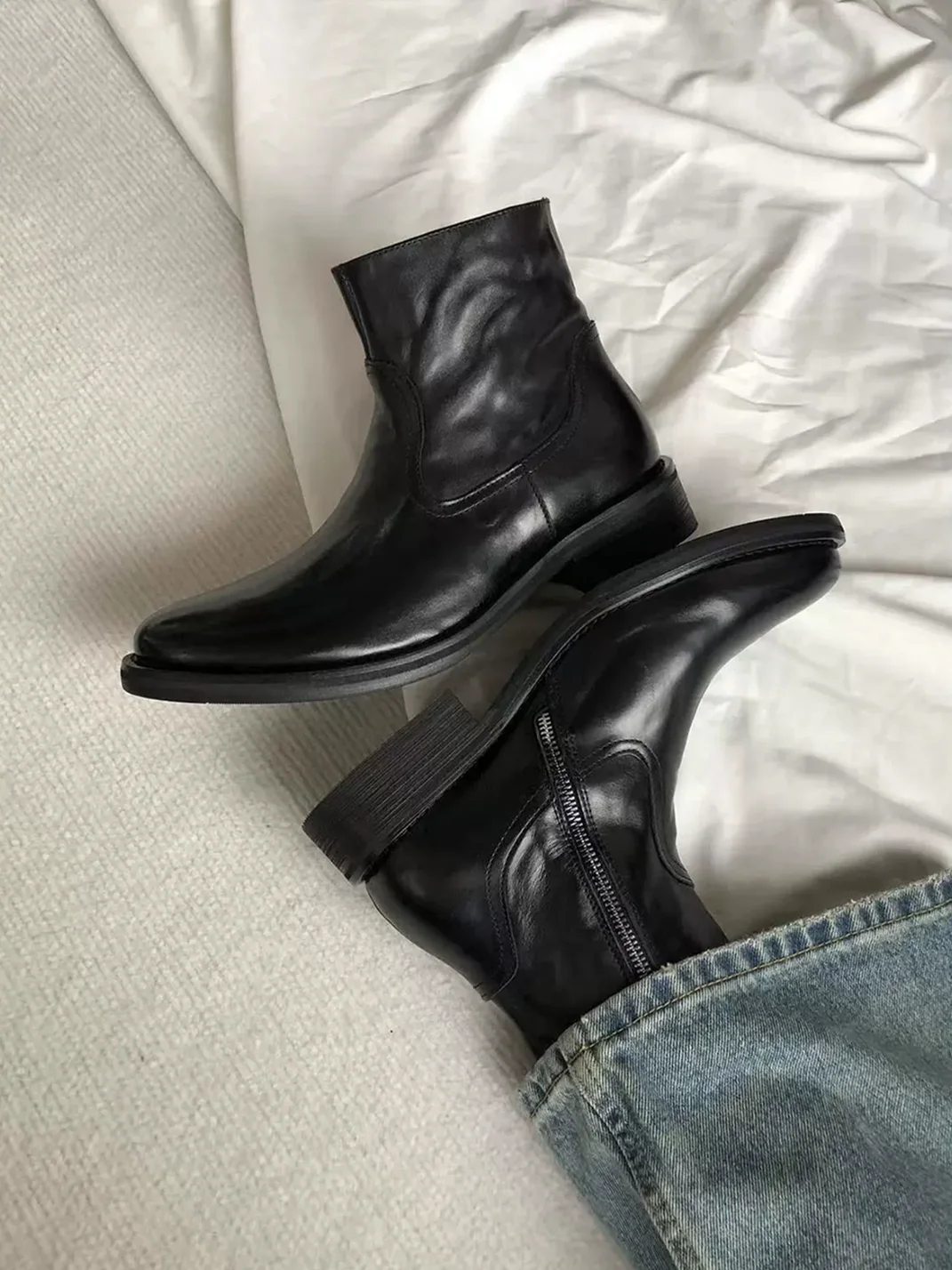 SELVMAKE | Pointed-Toe Side-Zip Leather Ankle Boots