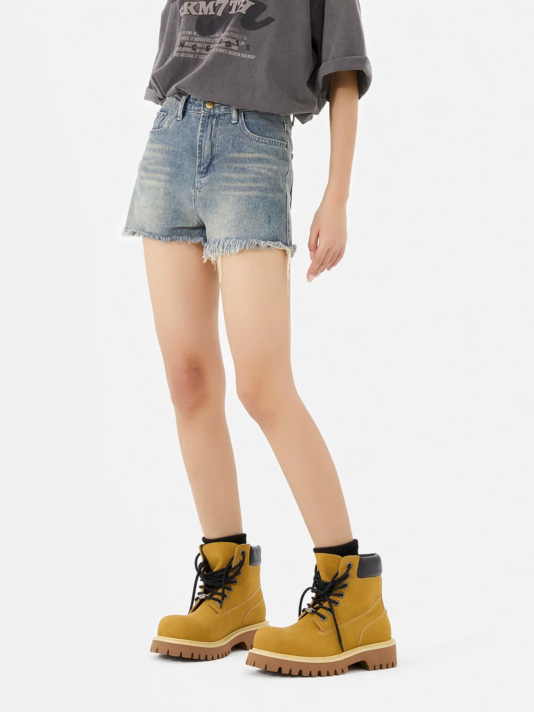 SENGUOGUO | High-Top Thick-Sole Derby Boots