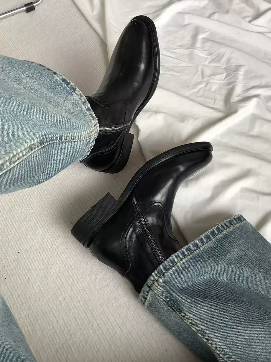 SELVMAKE | Pointed-Toe Side-Zip Leather Ankle Boots