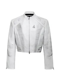 FACEONLAB | Cropped Motorcycle Leather Jacket
