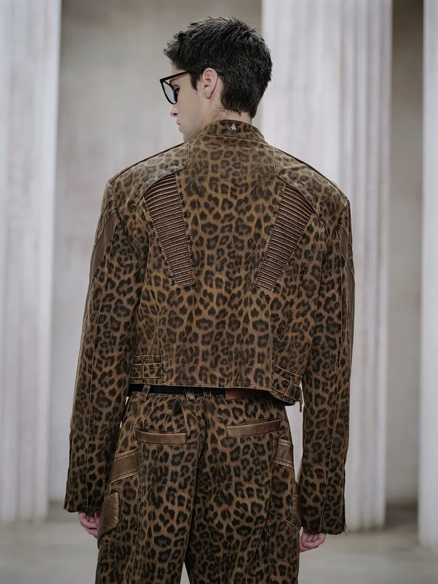 FACEONLAB | Leopard Print Motorcycle Jacket - 4
