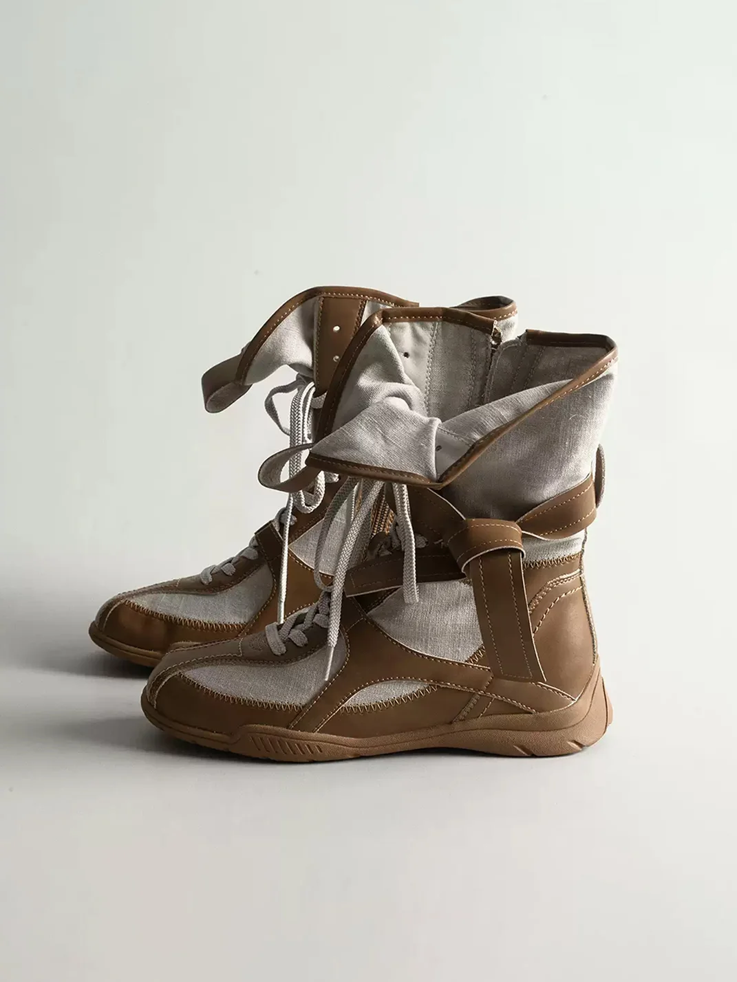 KAIMANLI | Lace-Up Mid-Calf Platform Motorcycle Boots