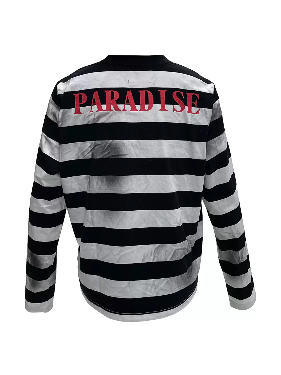 PCCVISION | Distressed Striped Long Sleeve Graphic T-Shirt