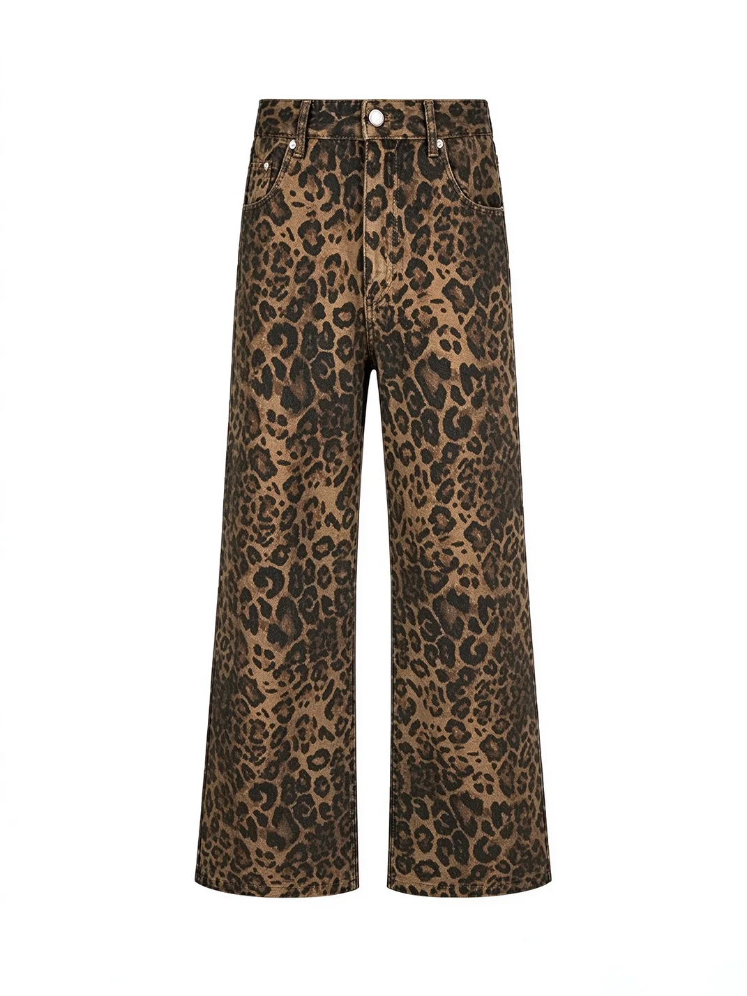 0123 Start | Leopard Print Loose Straight-Leg Jeans