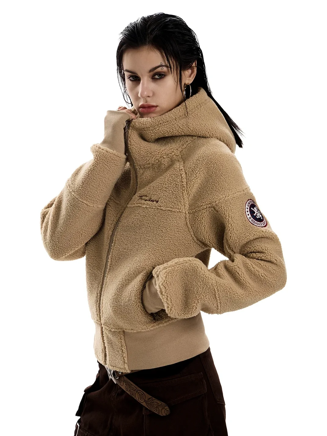 0123 Start | Relaxed Cropped Hooded Fleece Jacket