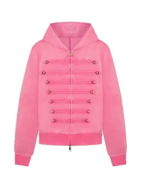 0123 Start | Washed Cropped Hooded Double-Breasted Slim-Fit Jacket