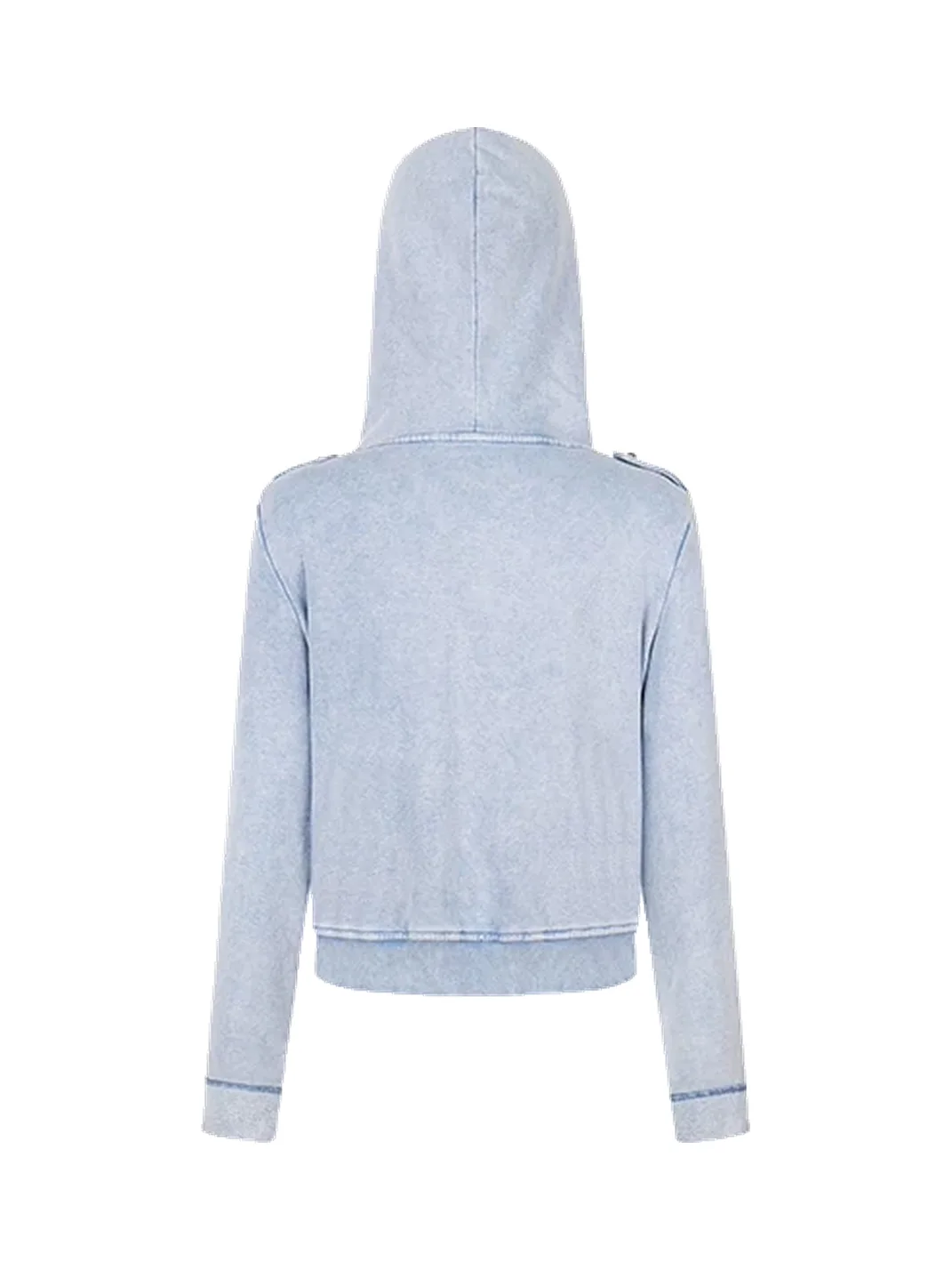 0123 Start | Washed Cropped Hooded Double-Breasted Slim-Fit Jacket