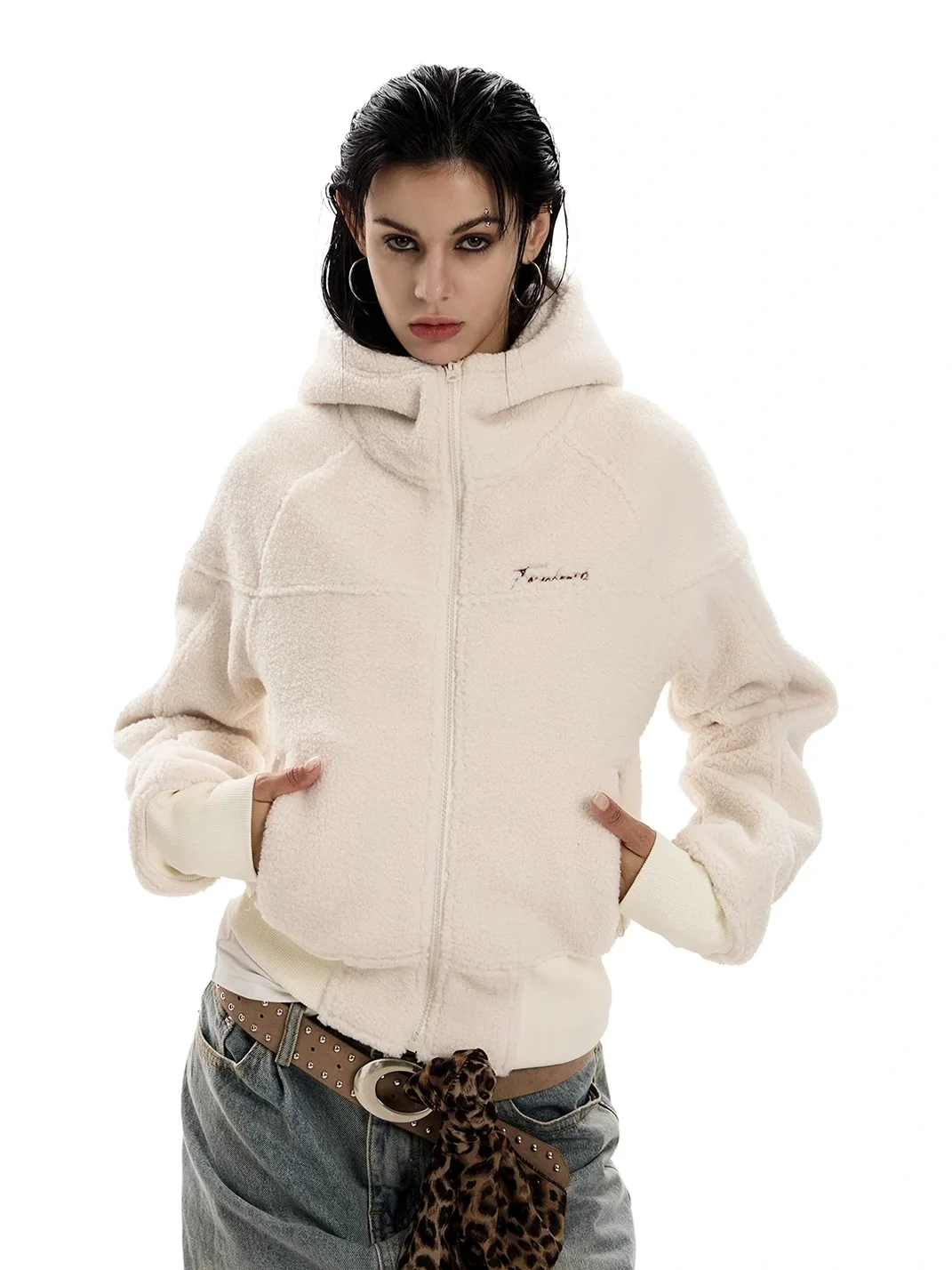 0123 Start | Relaxed Cropped Hooded Fleece Jacket