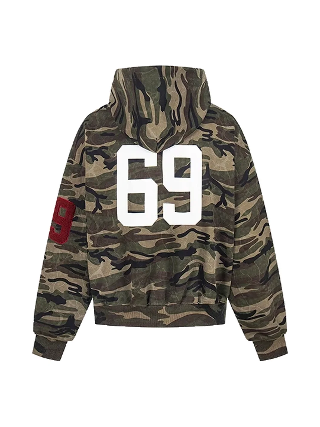 0123 Start | Loose Fit Fleece-Lined Camouflage Zip-Up Hoodie