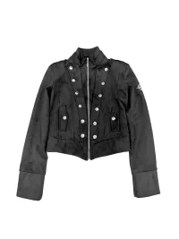 DETW | Cropped Stand Collar Double-Breasted Suede Zip-Up Jacket