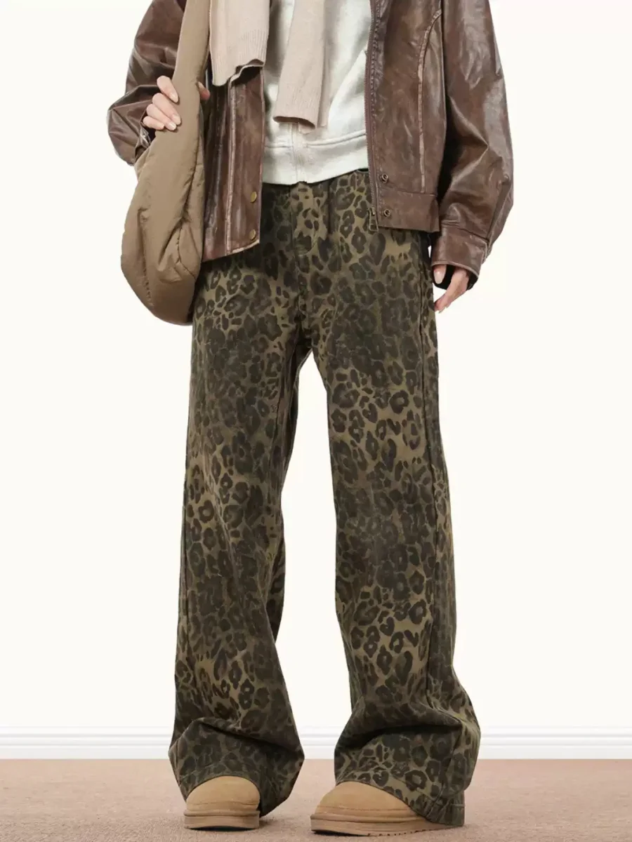 0123 Start | Leopard Print Loose Straight-Leg Jeans - 3