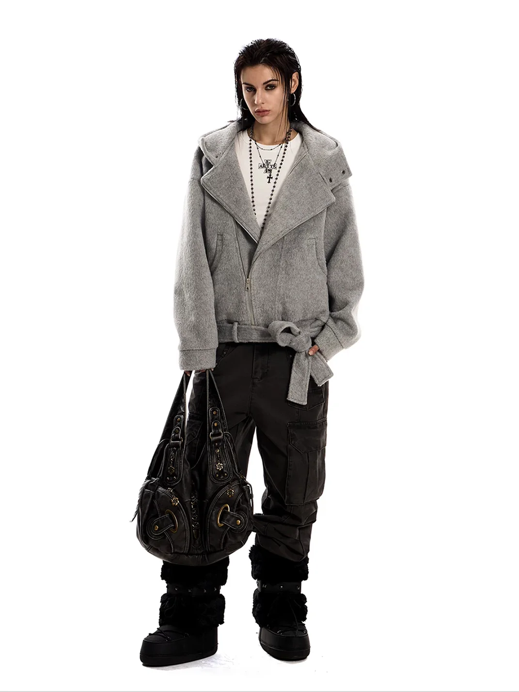 0123 Start | Loose Hooded Wool-Blend Jacket