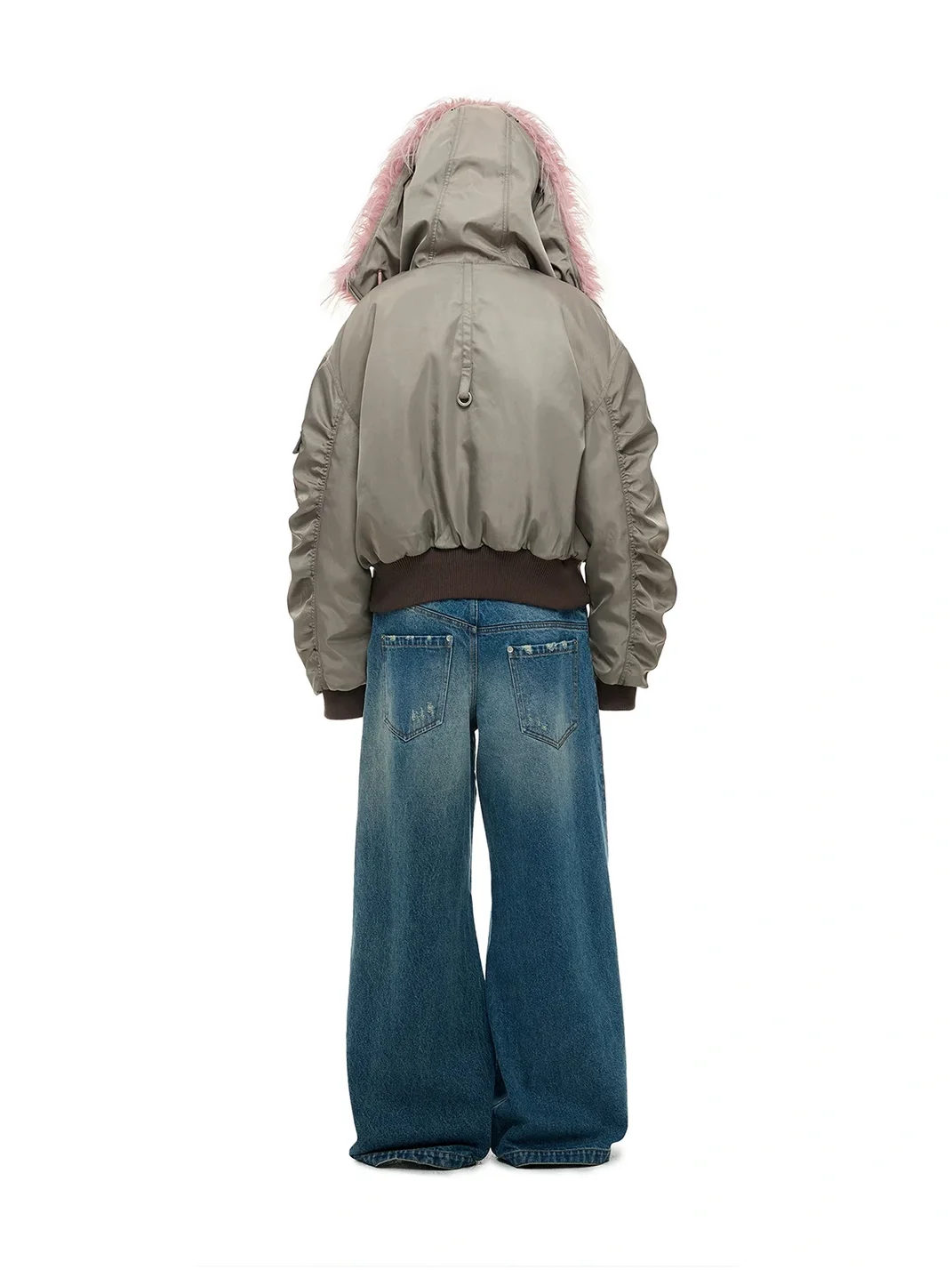 JIKOO | Fur-Trimmed Hooded Down Bomber Jacket