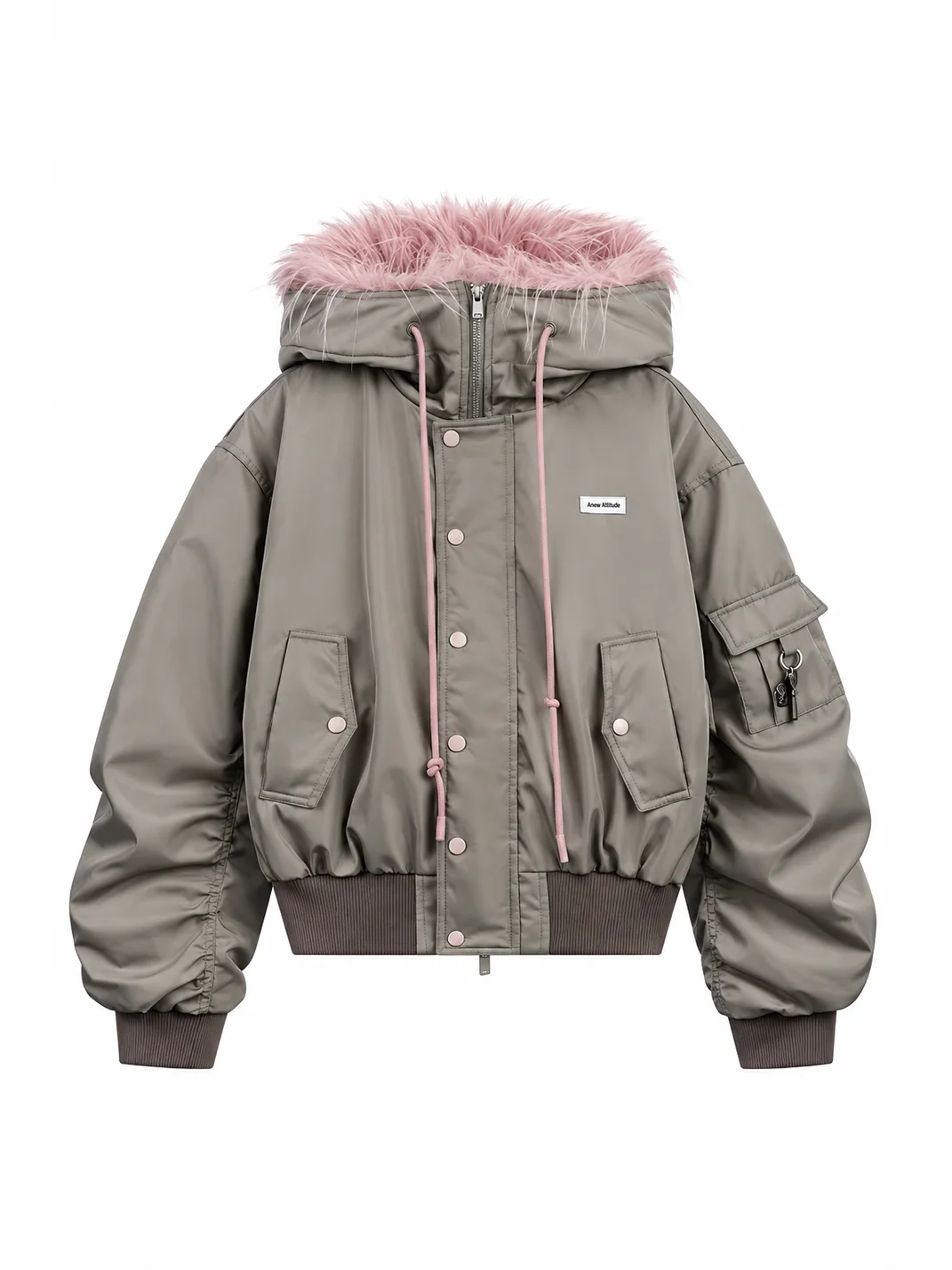 JIKOO | Fur-Trimmed Hooded Down Bomber Jacket
