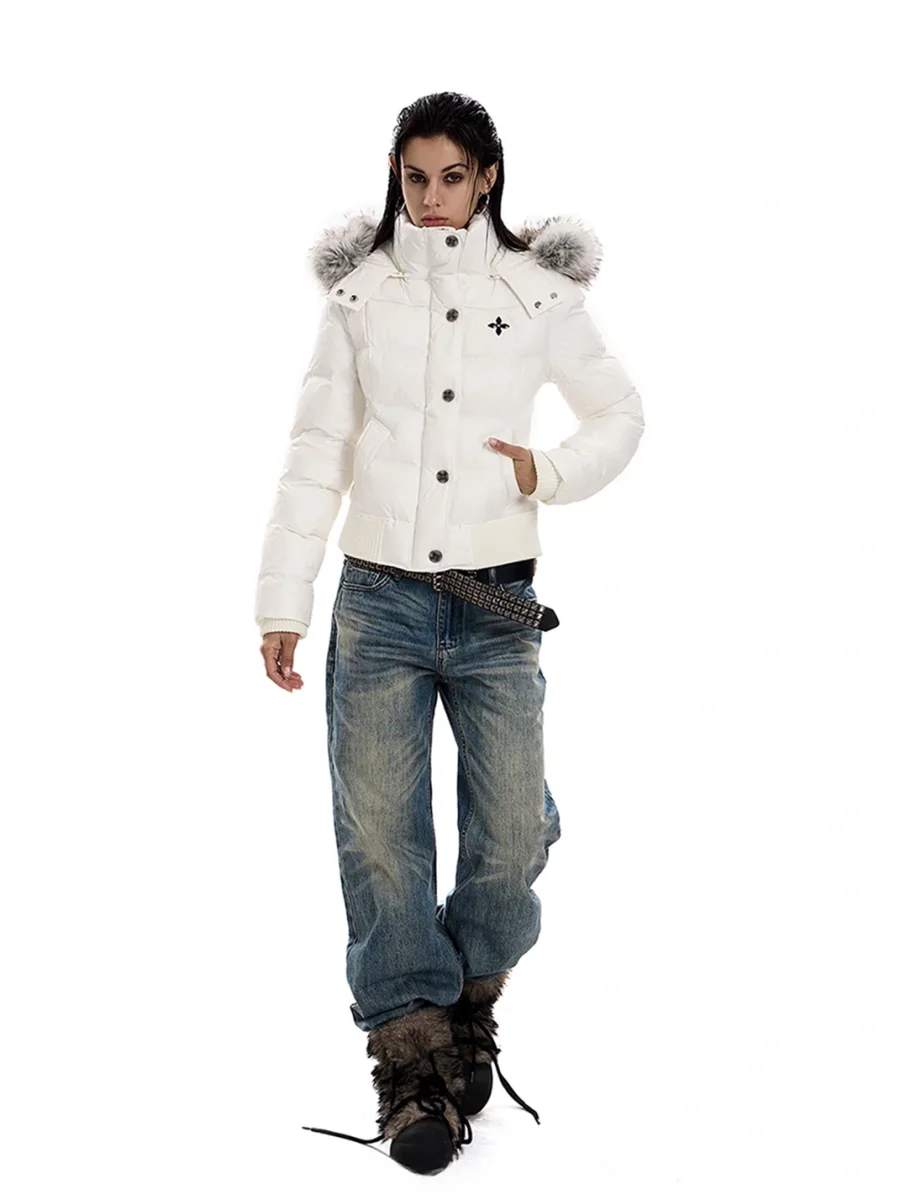 0123 Start | Slim-Fit Cropped Plush-Trim Hooded Padded Jacket - 3