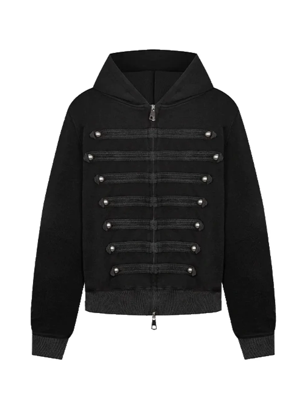 0123 Start | Washed Cropped Hooded Double-Breasted Slim-Fit Jacket