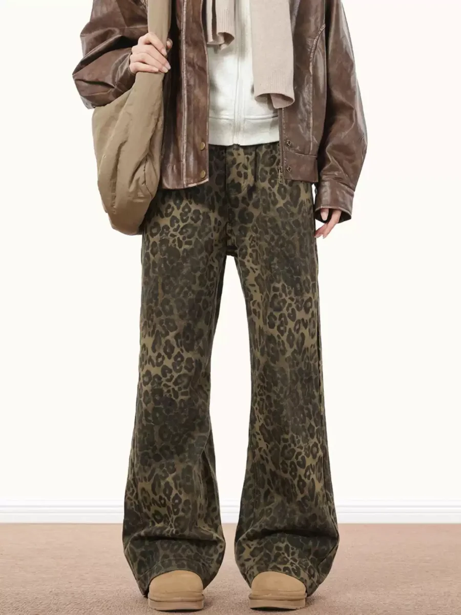 0123 Start | Leopard Print Loose Straight-Leg Jeans - 4