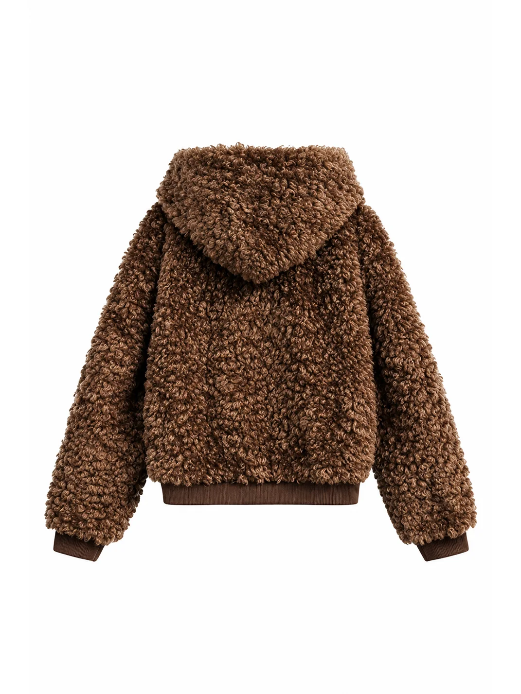 JIKOO | Thick Hooded Cropped Faux Wool Jacket