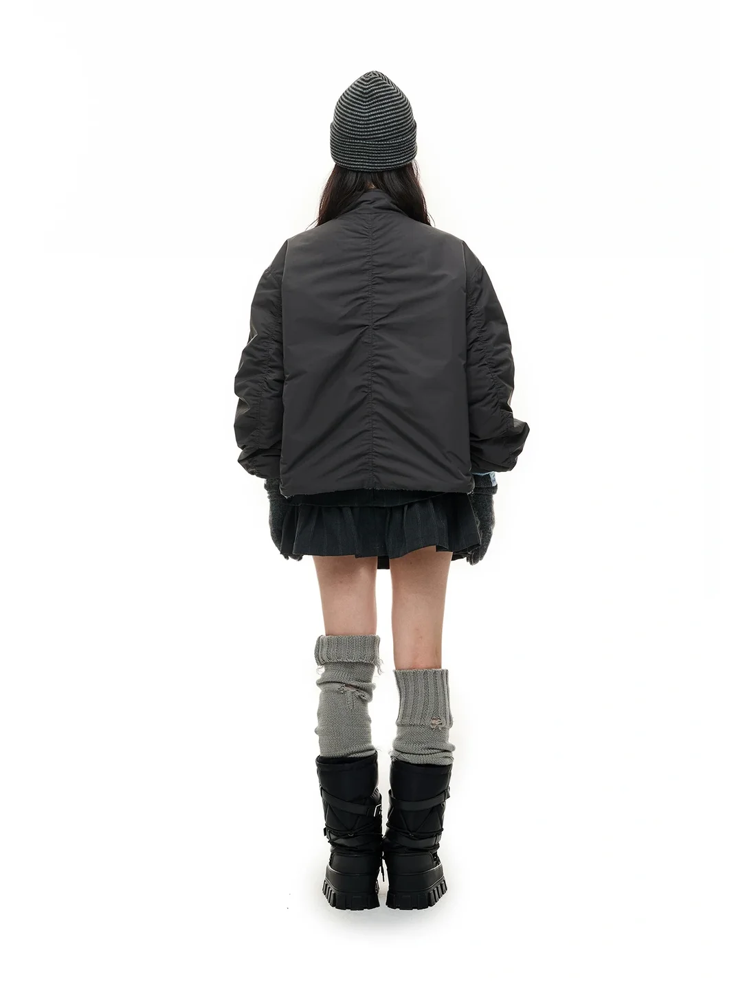 JIKOO | Reversible Asymmetric Stand Collar Padded Jacket