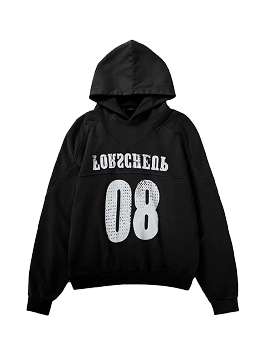 0123 Start | Washed Distressed Loose-Fit Pullover Hoodie