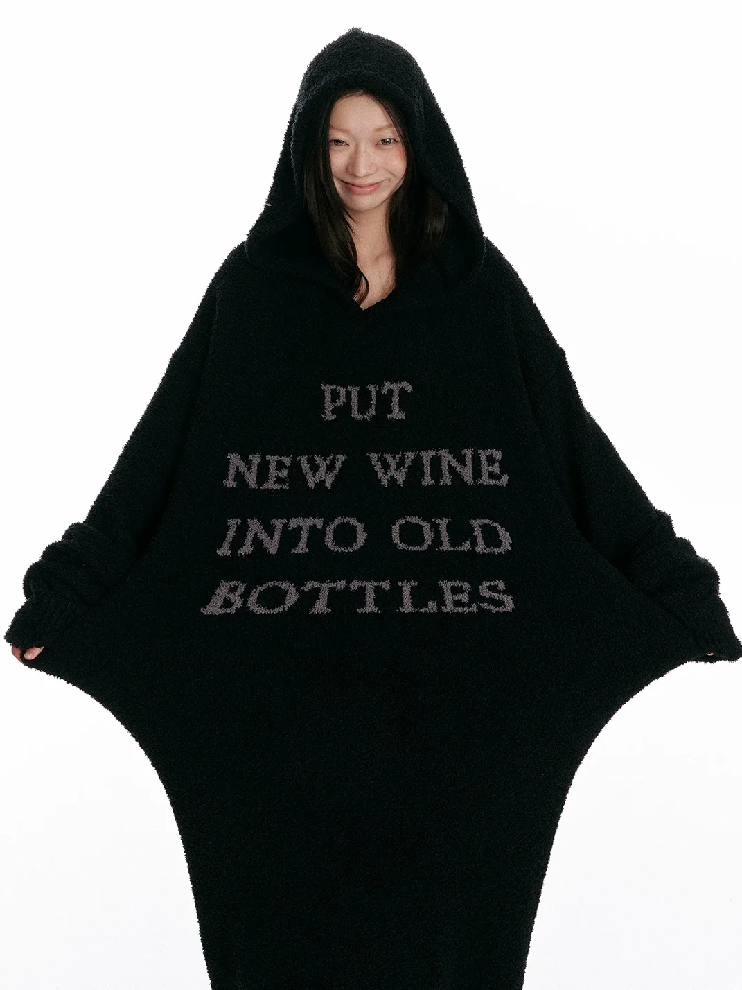 JIKOO | Hooded Knit Long Robe Dress