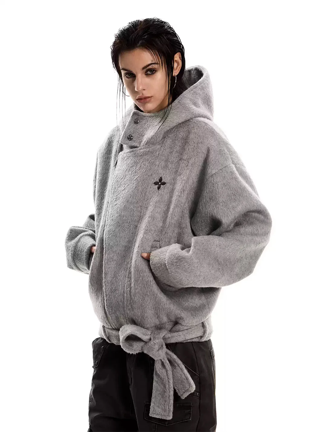 0123 Start | Loose Hooded Wool-Blend Jacket