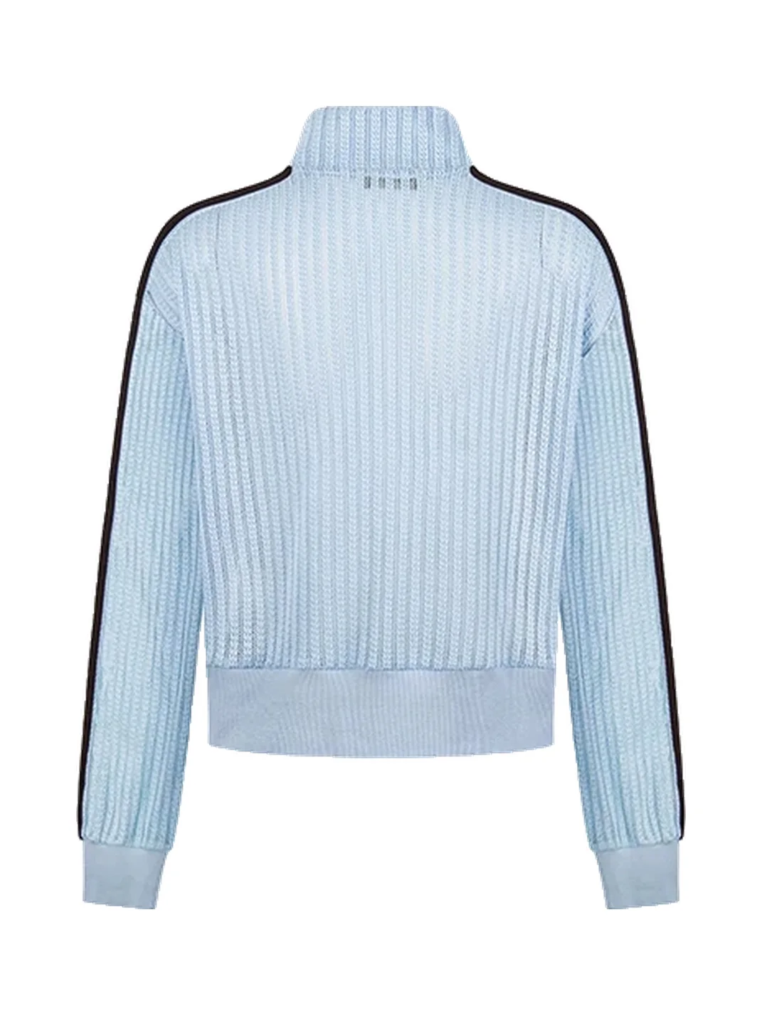 0123 Start | Striped Openwork Knit Cropped Stand Collar Jacket