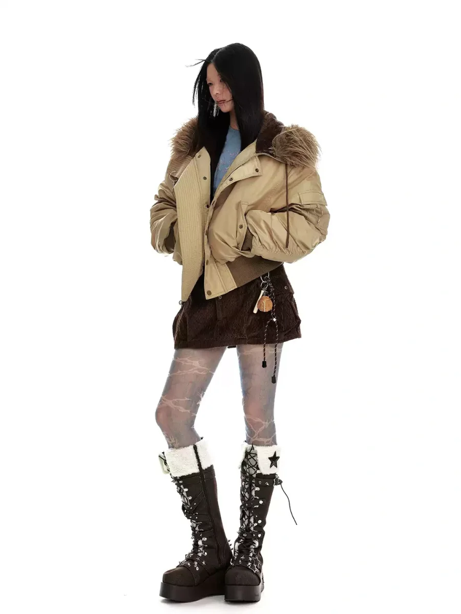 JIKOO | Fur-Trimmed Hooded Down Bomber Jacket - 3