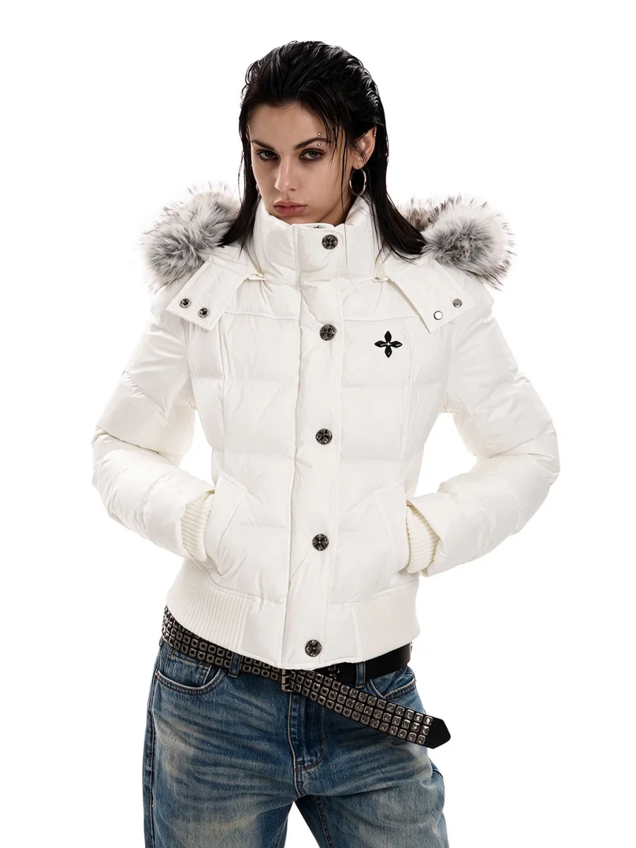 0123 Start | Slim-Fit Cropped Fur-Trim Padded Jacket - 4