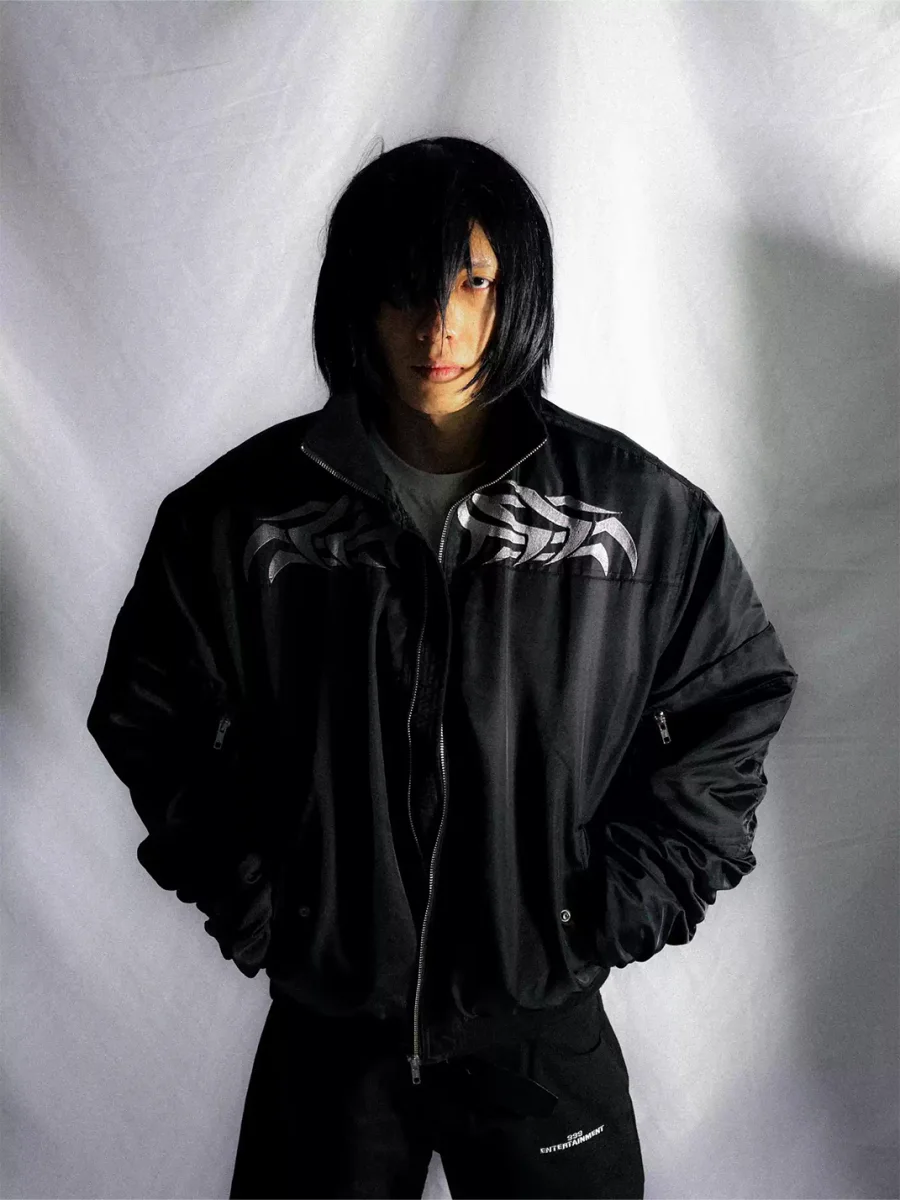 PCCVISION | Black Tribal Embroidered Oversized Padded Bomber Jacket - 3