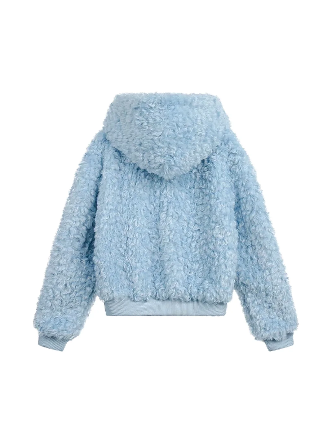 JIKOO | Thick Hooded Cropped Faux Wool Jacket