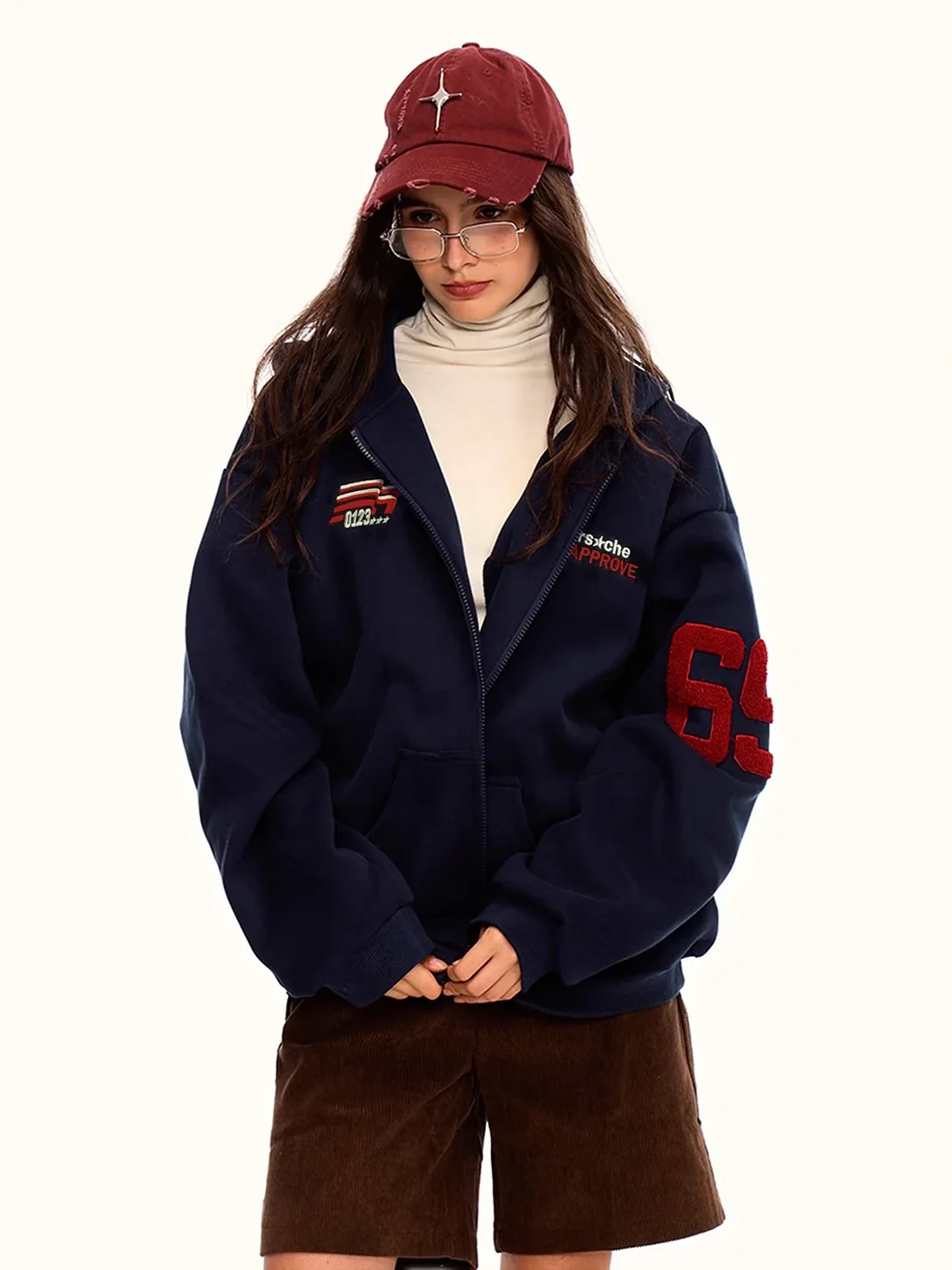 0123 Start | Loose Fit Fleece-Lined Camouflage Zip-Up Hoodie