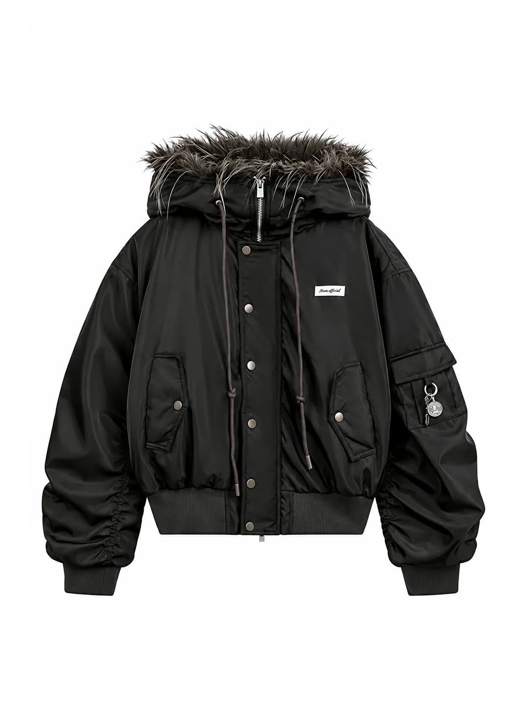 JIKOO | Fur-Trimmed Hooded Down Bomber Jacket