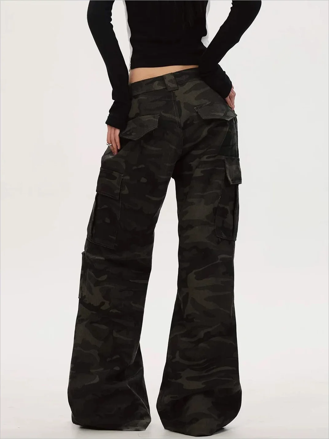 0123 Start | Loose Straight-Leg Slight-Flare Camouflage Cargo Pants