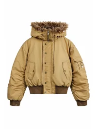 JIKOO | Fur-Trimmed Hooded Down Bomber Jacket