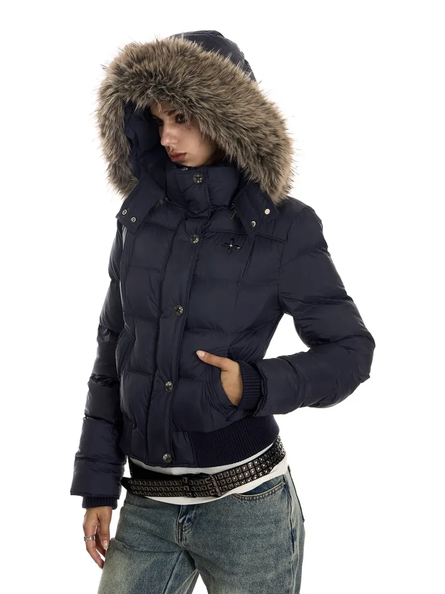 0123 Start | Slim-Fit Cropped Plush-Trim Hooded Padded Jacket - 4