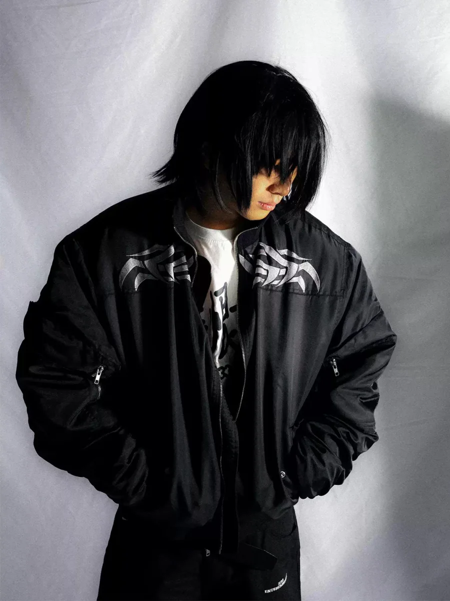 PCCVISION | Black Tribal Embroidered Oversized Padded Bomber Jacket - 2