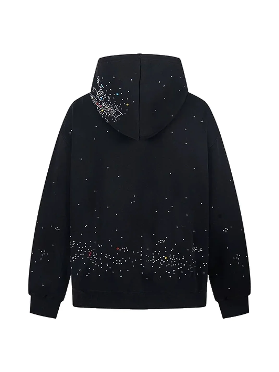0123 Start | Loose Fit Cross Rhinestone Hooded Sweatshirt