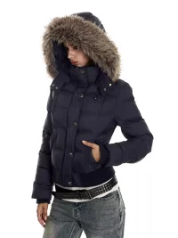 0123 Start | Slim-Fit Cropped Fur-Trim Padded Jacket