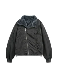 JIKOO | Reversible Asymmetric Stand Collar Padded Jacket