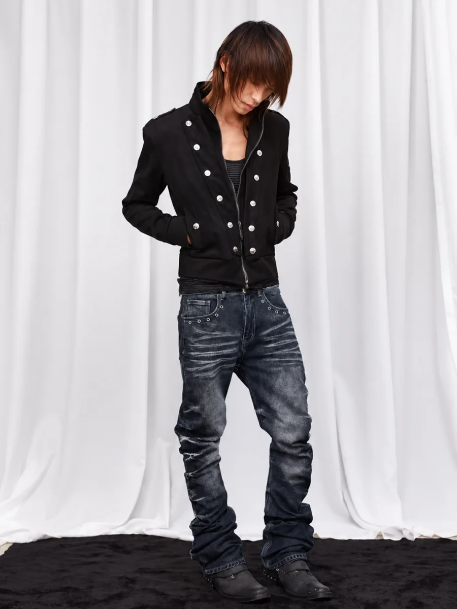 DETW | Cropped Stand Collar Double-Breasted Suede Zip-Up Jacket - 4